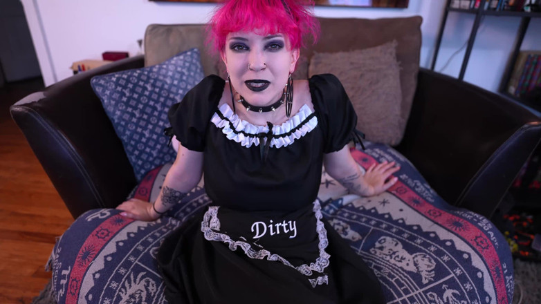 Lil red velvettt: Goth Maid Femdom Handjob