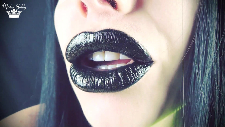 Goddess Misha Goldy: Ciuman dari bibir berkilau hitam ASMR JOI