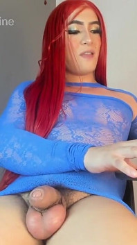 Colombian Tgirl Fat White Cock Slow Masturbation