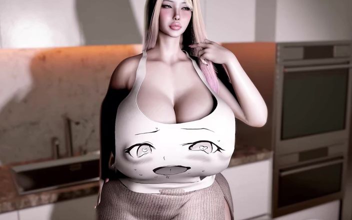 Why fuck so hard: Une pute BBW blonde aux seins énormes en 3D taquine la vieille...
