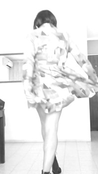 She Happily Opens Her Autumn Coat and Shows Everything That Is Underneath.