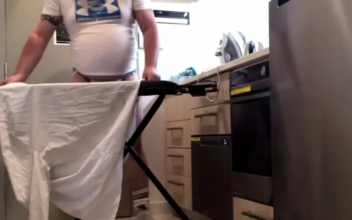uktattooedchub74: Rugby Ass on Display as I Iron My Shirt.