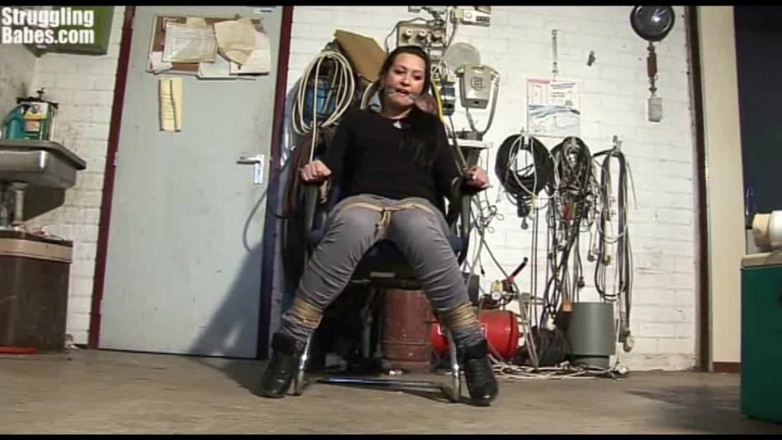 Submissed: Struggling Babe Chairtied Cleavegagged