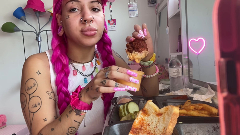 Nali Marie: Spicy Food Mukbang Overeating Facestuffing Petite Girl Eating Hot Food...