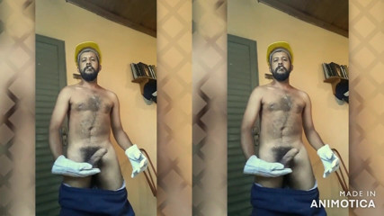 Stink HairyMale: Worker smoking, sagging, gloves