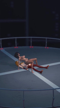 Sci-Fi elevator. Hot 3d dick-girl fucks sexy black tranny in a space station