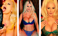 Sexy Blonde Brittany Andrews Pokes Her Pussy and Licks Her Big Tits!