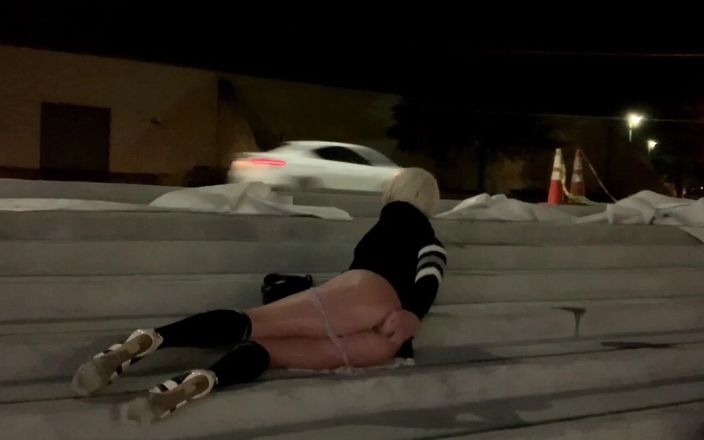 CindieLove: Crazy Sexy Public Anal Dildo on the Steps Busy Road...