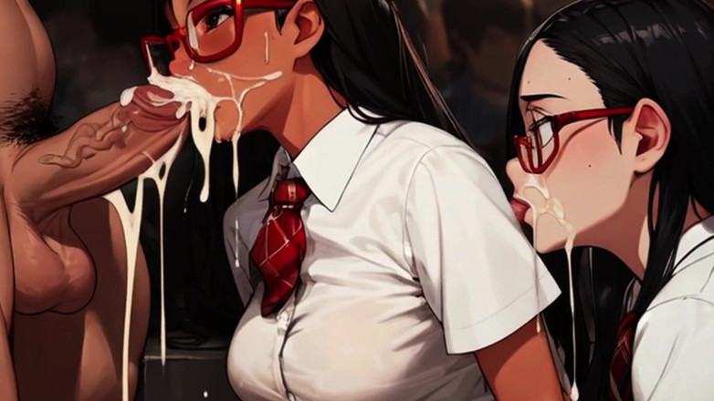 Spicy Toons: Colegialas sexy chupan y follan en un hoyo de Mosh
