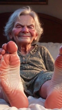 Submissive Mans Serving Old Granny's Ugly Feet - Humiliation