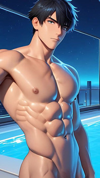 Shredded Gym Guy Nude Erect Dick Mirror Selfie in Infinity Pool