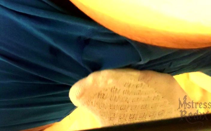 Mistress Redix: Sockjob &amp; Ruined Orgasm Under Table