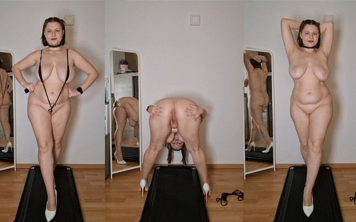 Tina Angel: Löpband Titty Drop &amp; Asshole Wink - Hela kroppen studsar i klackar