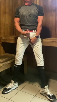 Jacked Baseball Player Jockdad87 Edges in the Sauna Again