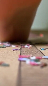 Giantess Smashing Little People on Yoga Mat