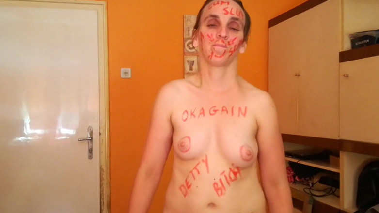 Sub Slave: Cum slut - written on my body