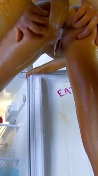 Wet and messy food fetish ass fuck for the big ass girl