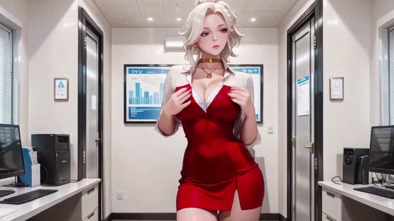 Tay Swift X: Le secret de bureau d’une secrétaire blonde ! Robe rouge, câlins,...
