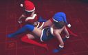 Waifu club 3D: Meninas em trajes de Natal esfregam suas xoxotas e gozam