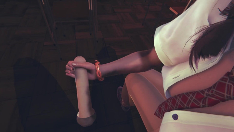 Waifu club 3D: College girl jerks off your dick after college
