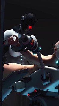 Sci-fi BDSM. Horny Young Blonde Likes to Fucks with Shemale Humanoid Android