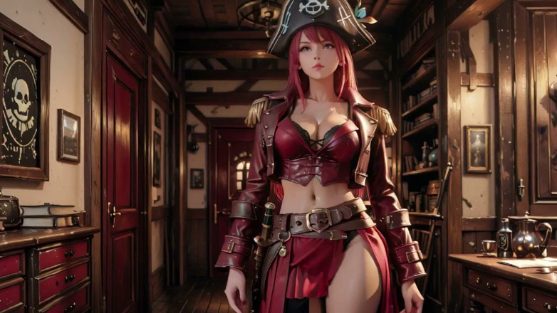 Seraphina Vale: Redhead Pirate Queen! Lazy Goddess in the Gold Hold. Kneeling...