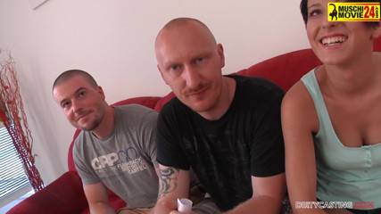 Czech Pornzone: Cheeky brunette suck her husband while porno guy fuck her...