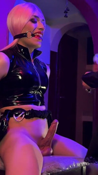 Bondage Ashe Vex Shemale in Oiled Latex Is Masturbated Until She Comes by Daniela Zhukov