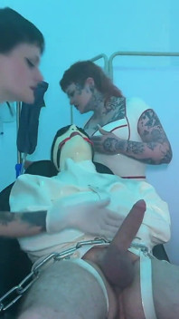 Processo médico de látex: Amarrado, jogo uretral e drenado