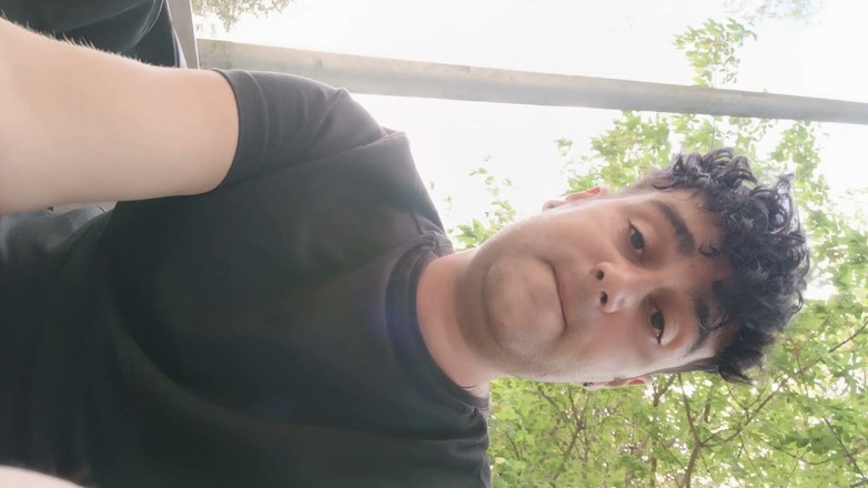 Idmir Sugary: Smoking Outdoor and Showing Balls and Soft Uncut Cock