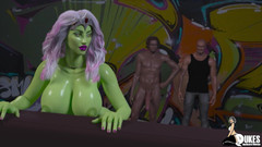 Dukes Hardcore Honeys: Invadující mimozemský vůdce má svůj gangbang s velkým zeleným zadkem...