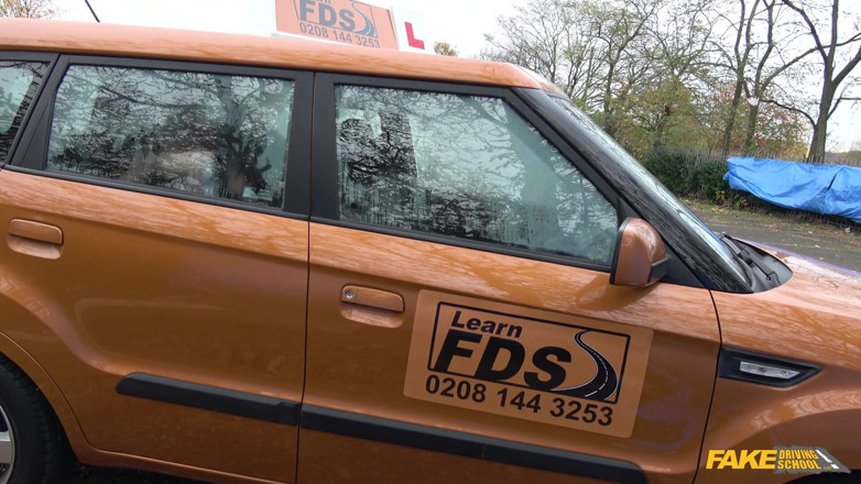 Fake Driving School: Fake driving college - fake driving college-lehrerin einen hübschen asiatischen studenten...