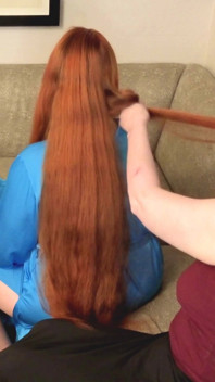 Short Hair Servant Anne Brushing and Braiding My Long Thigh Length Red Hair - Hair Fetish Sfw