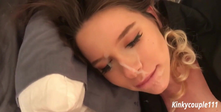 Samantha Flair: Une ado magnifique prend 3 éjacs faciales incroyables d’affilée ! Kinkycouple 111