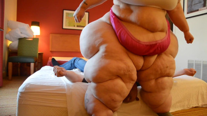 Full Weight Productions: Front view of Bobbi Jo smashing him flat