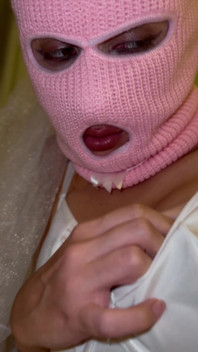 Pink Balaclava Girl Sensually