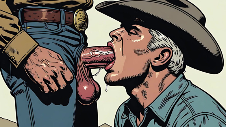 Blowjob: Arte del pompino gay retrò cowboy