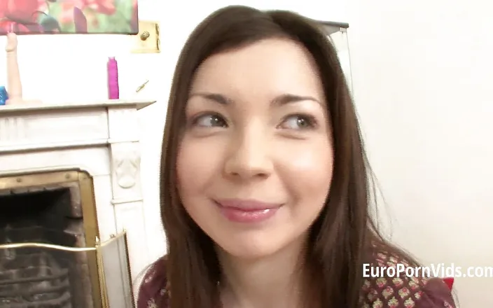 European fresh porn: Nice looking brunette debuts in porn