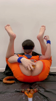 Dragon Ball Goku Laying Balls Asshole Squirting and Cum