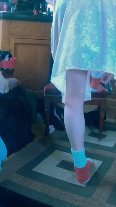 Cute Sissy T-girl in Pyjamas Shoots a Giant Stream at You