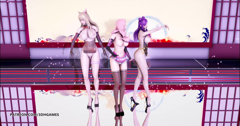 3D-Hentai Games: Tougen Renka - Strip-tease Ahri Kaisa Seraphine, danse érotique torride