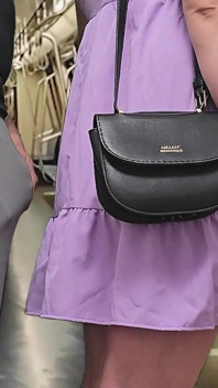 Almost Seen by Subway Passengers When She Touch Stranger's Dick Through Pants