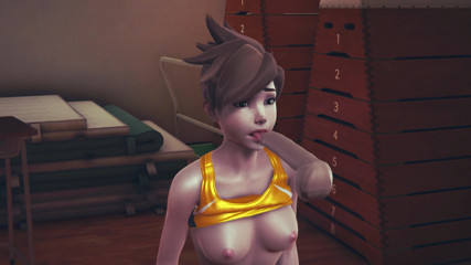 Waifu club 3D: Tracer leckt schwanz und bekommt gesichtsbesamung
