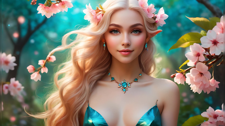 LustRender: Người đẹp yêu tinh khỏa thân trong rừng hoa anh đào | Trình...