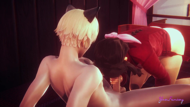 Yaoitube: Final Fantasy Yaoi - Aerith Femboy engole paus como um profissional!