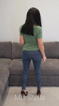 Jeans, Tee & Black Hair