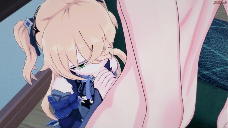Hentai Smash: Fischl memberikan blowjob sebelum dikongkek - hentai impak Genshin
