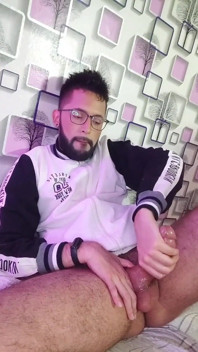 Massaging my cock with oil until I shoot a nice big load