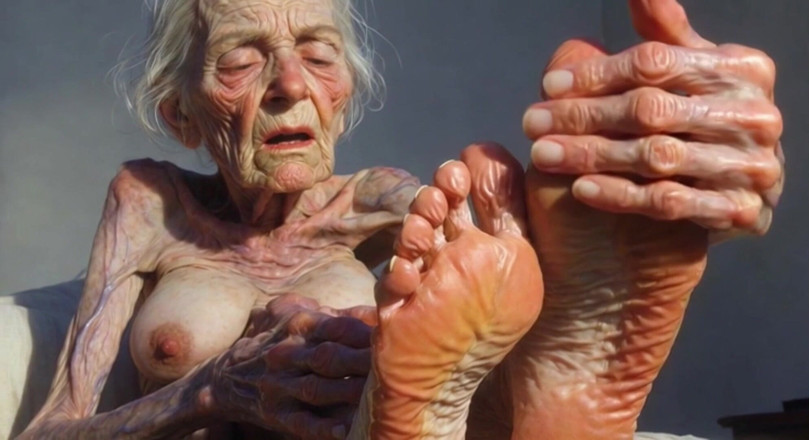YOUR BEST FANTASY: Granny Foot Oil Play - Self Massage Makes Her Horny and...