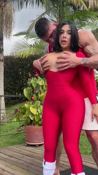 Yoga Afternoon with a Beautiful Schoolgirl in Red Leggings Makes My Cock Hard and I Have to Fuck Her